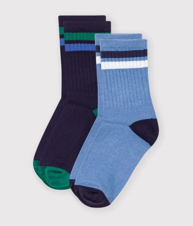 2 paia di calzini in cotone tinta unita Petit Bateau