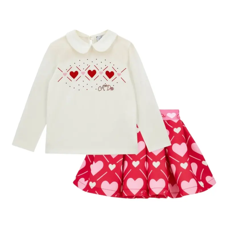 A Dee Completo 2Pz Shirt-Gonna Bianco per Neonata
