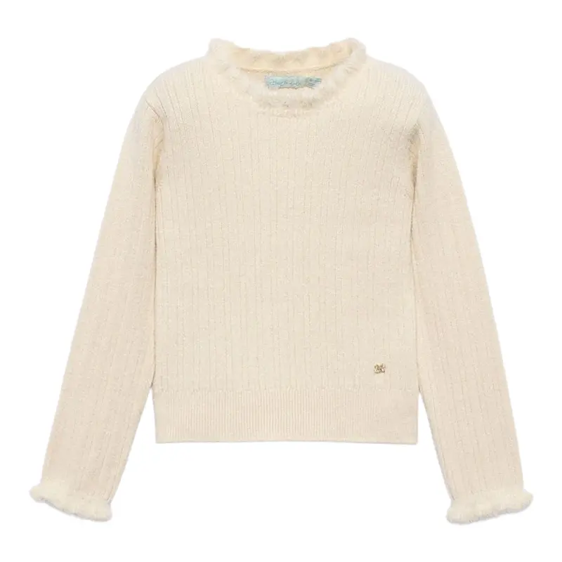 Abel & Lula Maglia tinta unita con Pelliccia Beige per Bambina