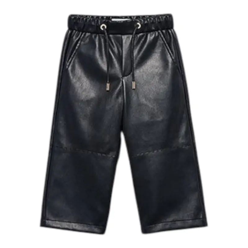 Abel & Lula Pantalone Palazzo tinta unita In Ecopelle Nero per Bambina