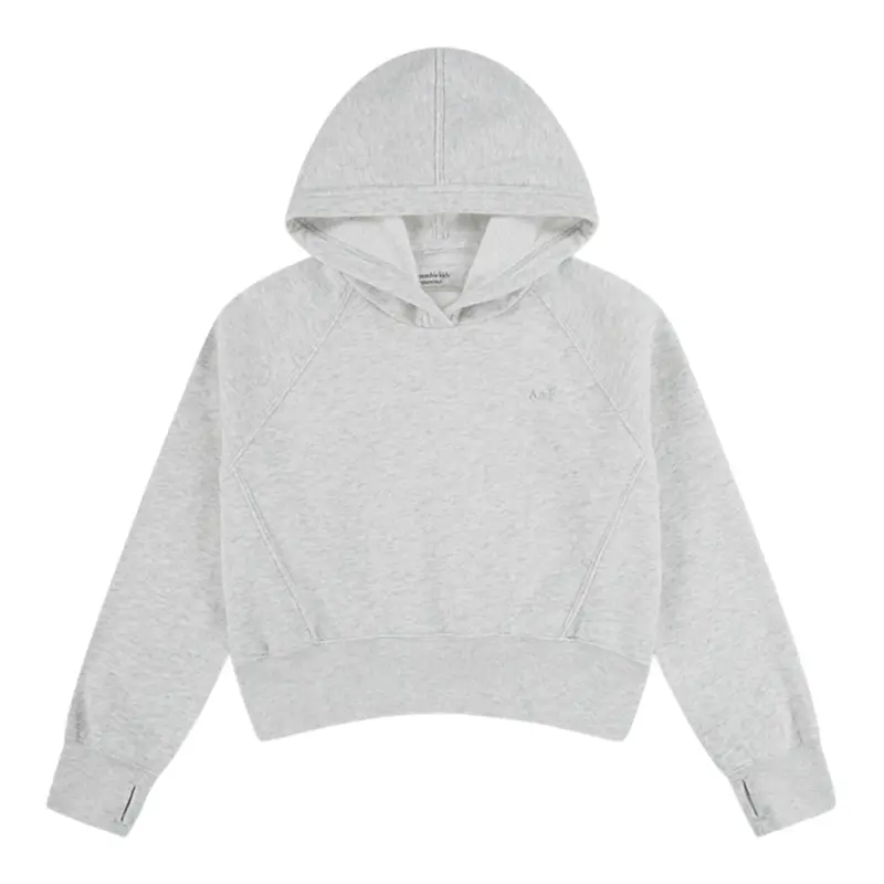 Abercrombie Kids Felpa tinta unita con Cappuccio E Stampa Grigio per Bambina