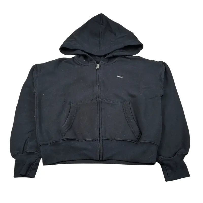 Abercrombie Kids Felpa tinta unita con Cappuccio E Zip Nero per Bambina