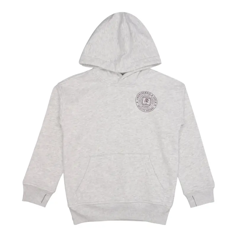 Abercrombie Kids Felpa tinta unita con Cappuccio Grigio per Bambino