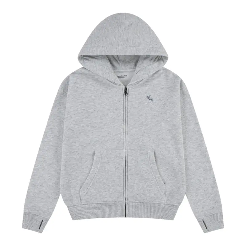 Abercrombie Kids Felpa tinta unita con Zip E Cappuccio Grigio per Bambino