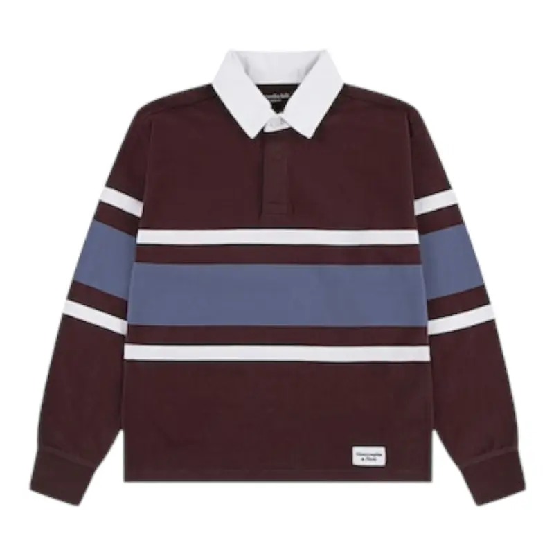Abercrombie Kids Polo Tricolore con Fantasia A Righe Bordeaux per Bambino