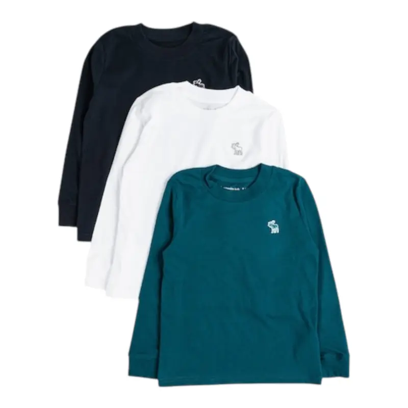 Abercrombie Kids Set 3 Shirt Tricolore con Logo Bianco per Bambino