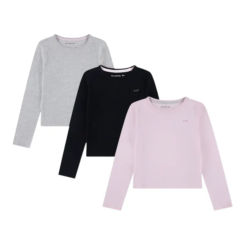 Abercrombie Kids Set 3 Shirt Tricolore Multicolor per Bambina