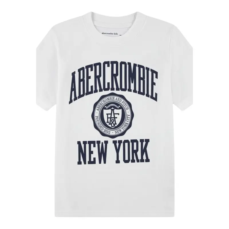 Abercrombie Kids T-Shirt tinta unita con Stampa Bianco per Bambino
