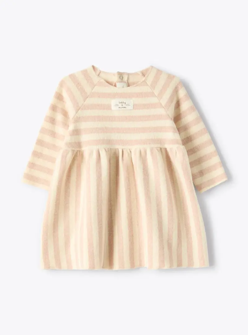 ABITO A RIGHE ROSA-BEIGE TEDDY&MINOU