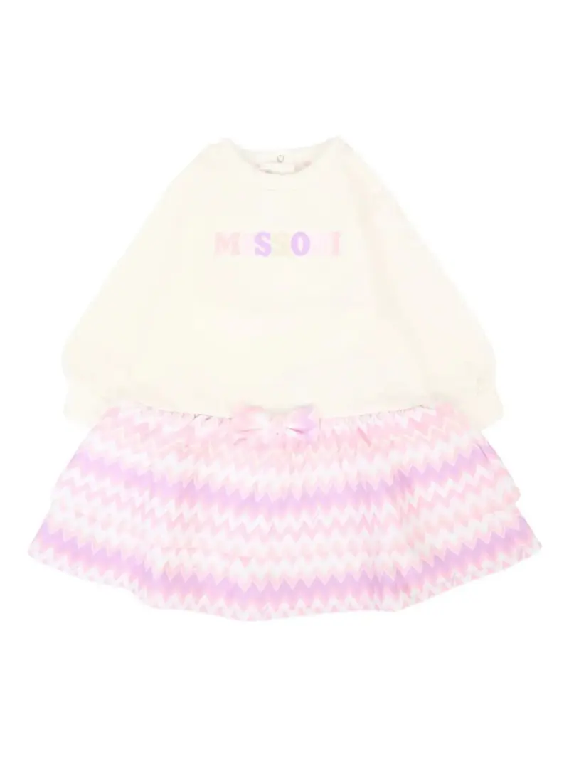 ABITO BIANCO CON FANTASIA ZIG ZAG ROSA-LILLA MISSONI