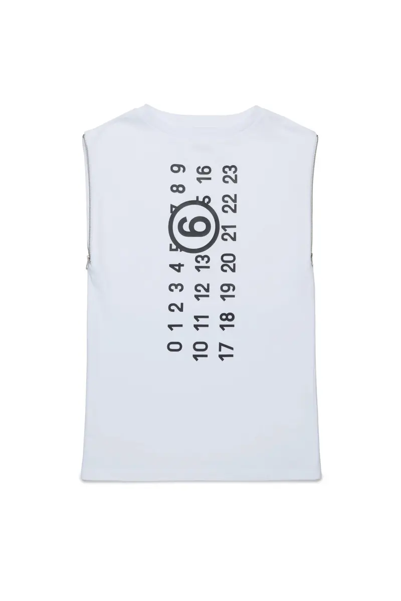 ABITO BIANCO SMANICATO CON LOGO NUMERICO MAISON MARGIELA