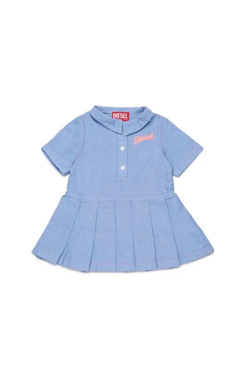ABITO CAMICIA IN DENIM PLISSETTATO CON LOGO IN RICAMO DIESEL