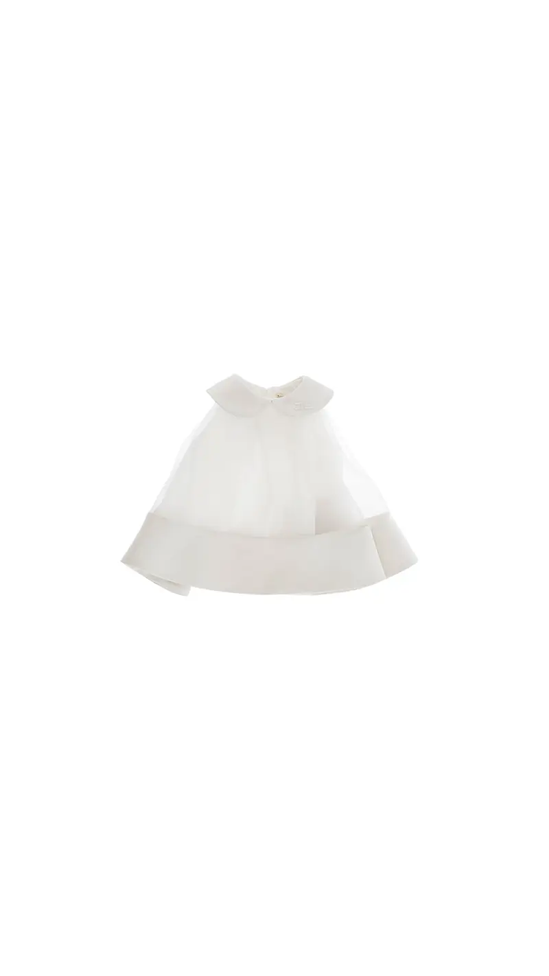 ABITO IN ORGANZA CON DETTAGLI IN RASO PANNA ELISABETTA FRANCHI