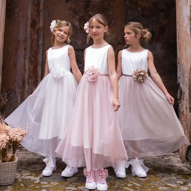 ABITO IN RASO CON GONNA TULLE
