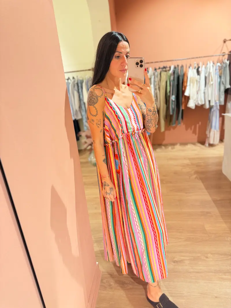 Abito lungo rainbow flower