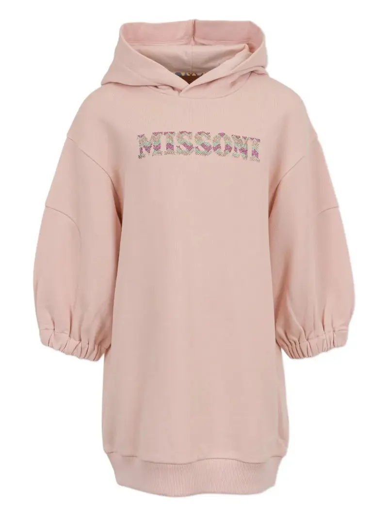 ABITO ROSA CON CAPPUCCIO LOGO IN STRASS MISSONI