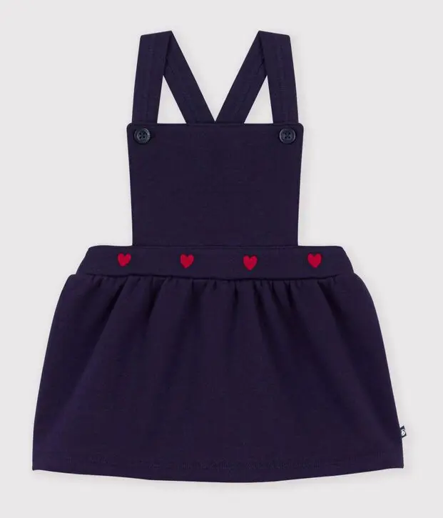 Abito senza maniche in cotone con cuori ricamati Petit Bateau