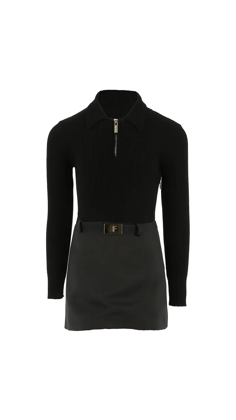 ABITO TRICOT CON GONNA NERO CON LOGO PANNA ELISABETTA FRANCHI