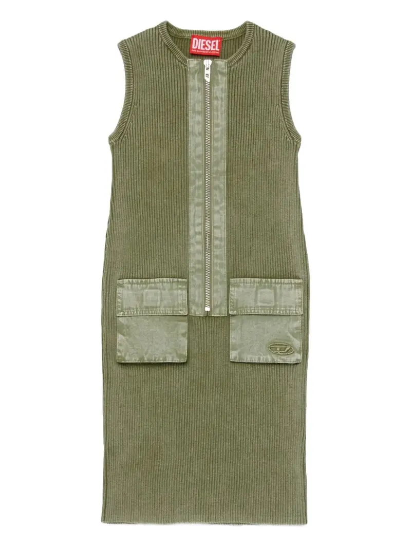 ABITO VERDE A COSTINE CON TASCHE E ZIP DIESEL
