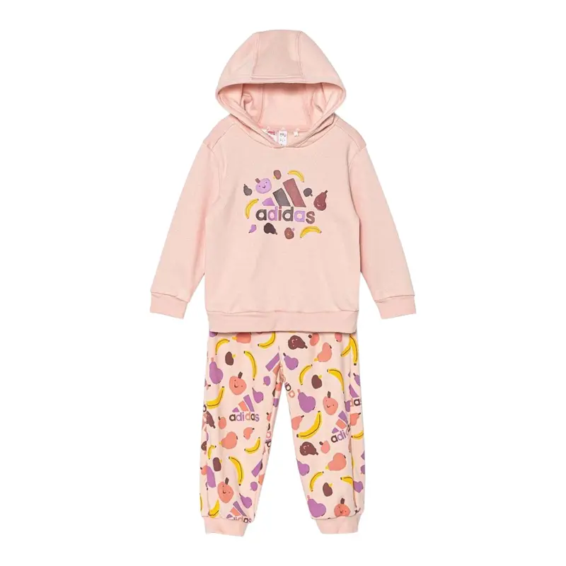 Adidas Completo 2Pz Felpa-Pantalone con Fantasia Rosa per Neonata