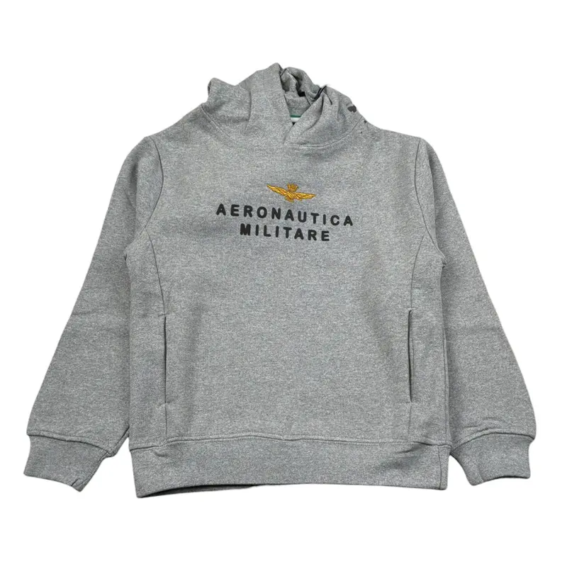 Aeronautica Militare Felpa Chiusa con Cappuccio tinta unita Grigio per Neonato