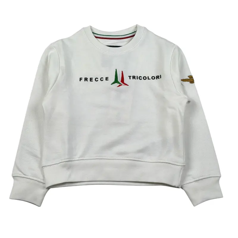 Aeronautica Militare Felpa Chiusa Girocollo tinta unita con Stampa Bianco per Neonato