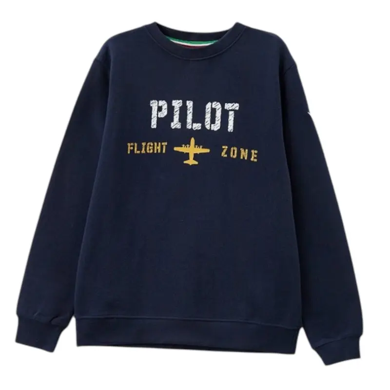 Aeronautica Militare Felpa tinta unita con Stampa Blu per Bambino