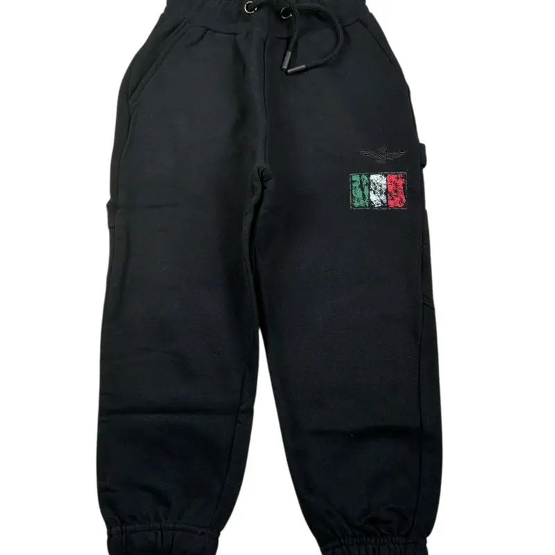 Aeronautica Militare Pantalone Modello Tuta tinta unita Nero per Bambino