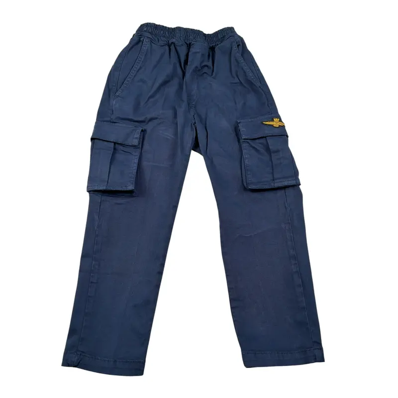 Aeronautica Militare Pantalone tinta unita con Elastico In Vita Blu per Neonato