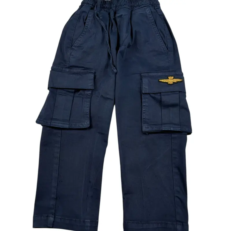 Aeronautica Militare Pantalone tinta unita con Tasconi Blu per Bambino