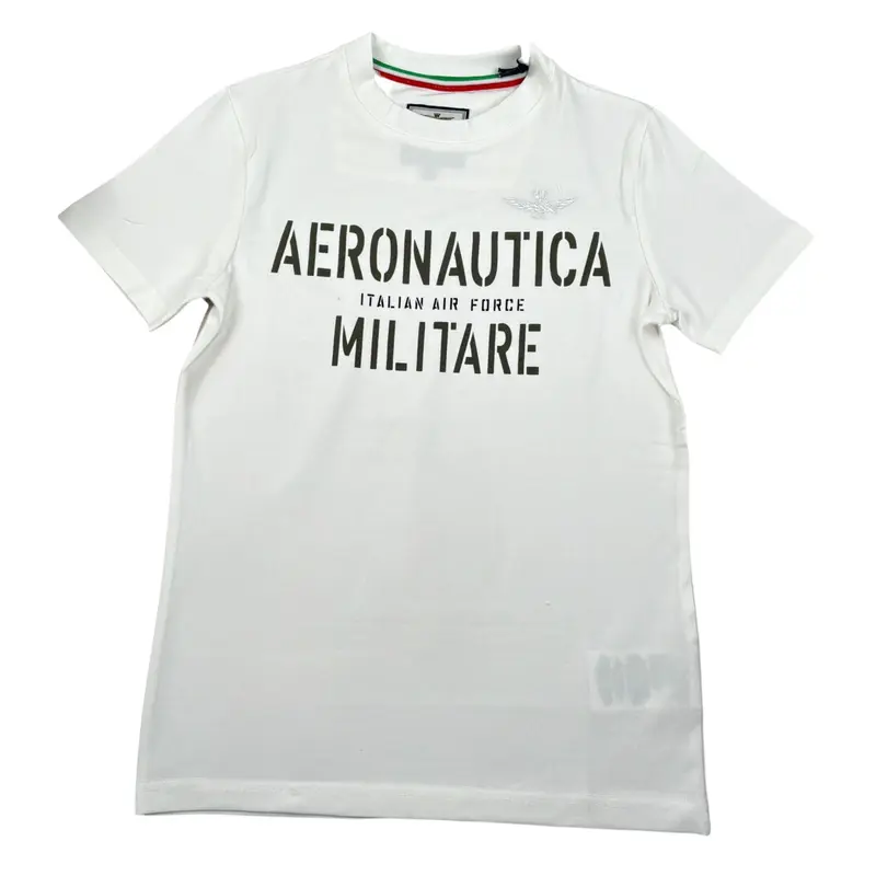 Aeronautica Militare T-Shirt tinta unita con Stampa Bianco per Bambino