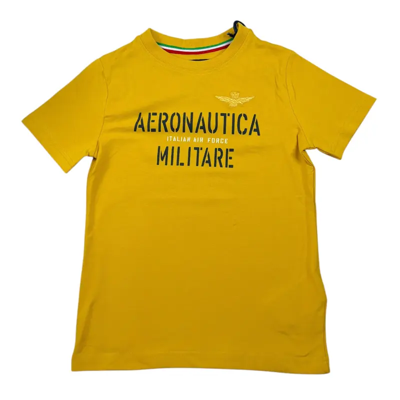 Aeronautica Militare T-Shirt tinta unita con Stampa Giallo per Bambino