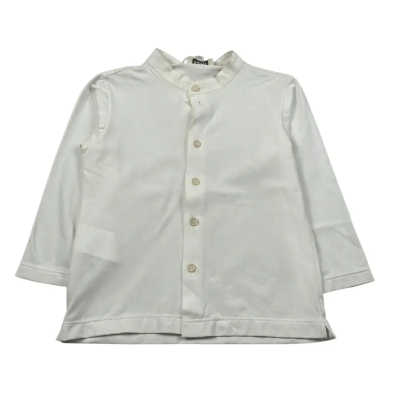 Aletta Camicia Manica Lunga tinta unita Collo Coreano Panna per Neonato