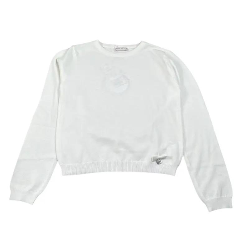 Alice Pi Maglia tinta unita Girocollo Bianco per Bambina