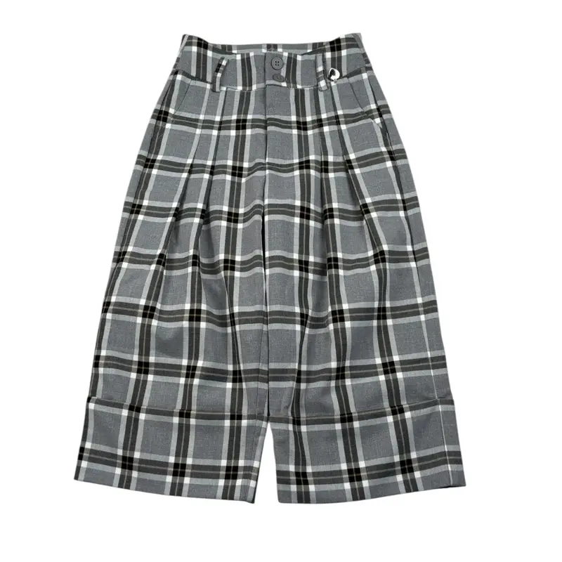 Alice Pi Pantalone tinta unita con Fantasia A Quadri Grigio per Bambina