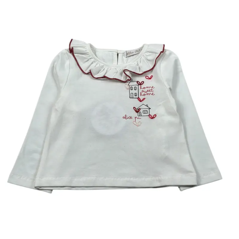 Alice Pi Shirt tinta unita con Colletto Bianco per Neonata
