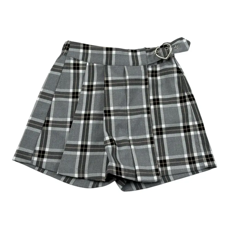Alice Pi Short tinta unita con Fantasia A Quadri Grigio per Bambina
