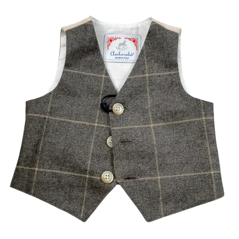 Ambaraba' Gilet tinta unita con Fantasia Grigio per Neonato