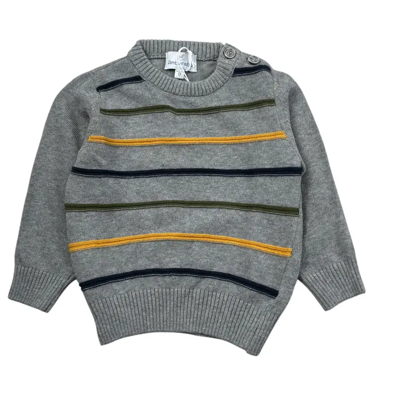 Ambaraba' Maglia tinta unita con Fantasia A Righe Grigio per Neonato