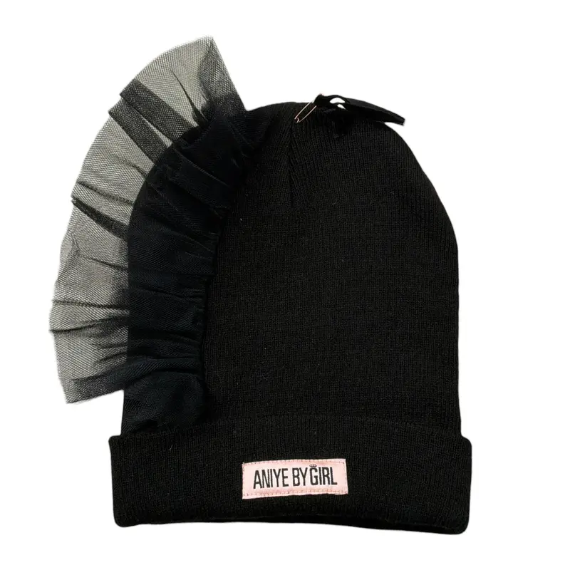 Aniye By Girl Cappello tinta unita con Rouches Nero per Bambina
