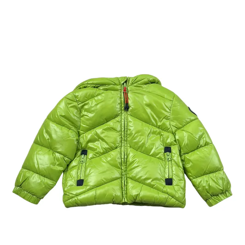 Aspen Giubbino tinta unita con Zip E Cappuccio Verde per Neonato