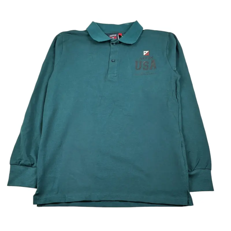 Aspen Polo Club Polo Manica Lunga tinta unita Verde per Bambino