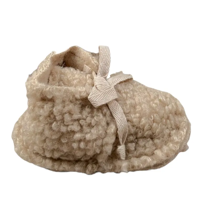 Babe & Tess Babbucce tinta unita Modello Teddy Beige per Neonata
