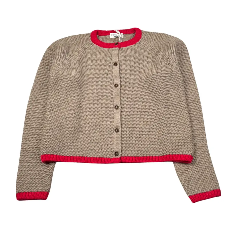 Babe & Tess Cardigan tinta unita Beige/Fuxia per Bambino