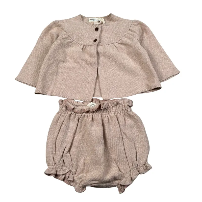 Babe & Tess Completo 2 Pezzi Cardigan-Culotte Rosa per Neonata