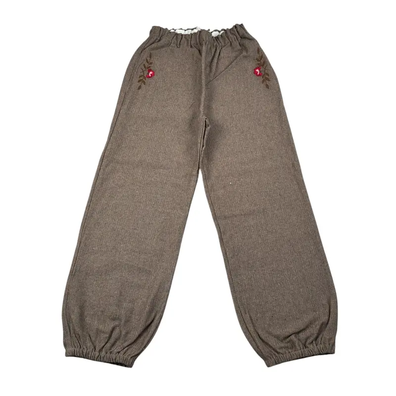 Babe & Tess Pantalone tinta unita con Elastico In Vita Marrone per Neonata