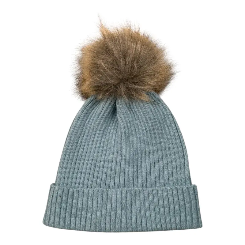 Babidu Cappello tinta unita con Pon Pon Azzurro per Neonata