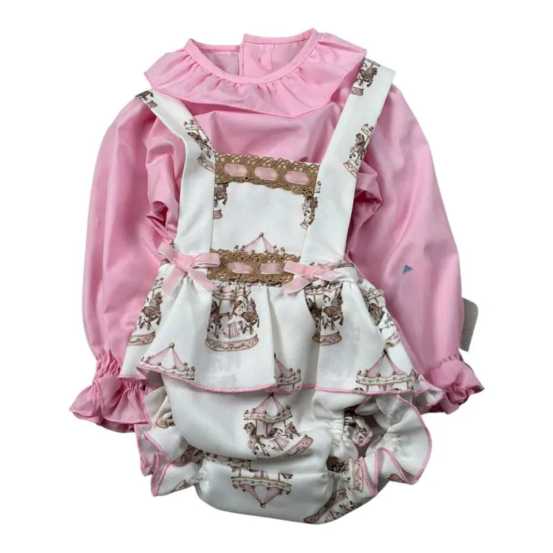 Babine' Completo 2 Pezzi Camicia-Salopette Rosa per Neonata