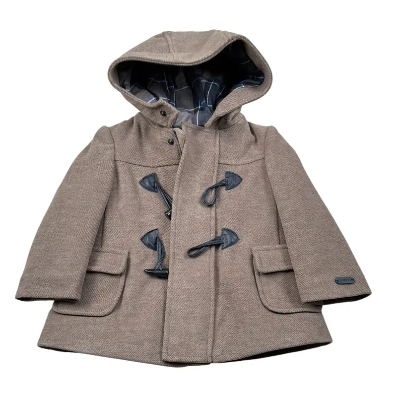 Baby A. Cappotto tinta unita con Cappuccio Fango per Neonato