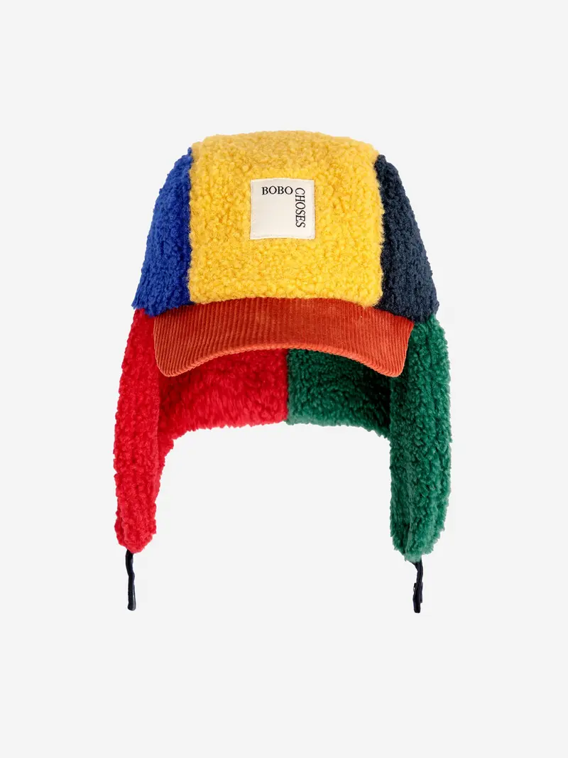 BABY COLOR BLOCK SHEEPSKIN CHAPKA